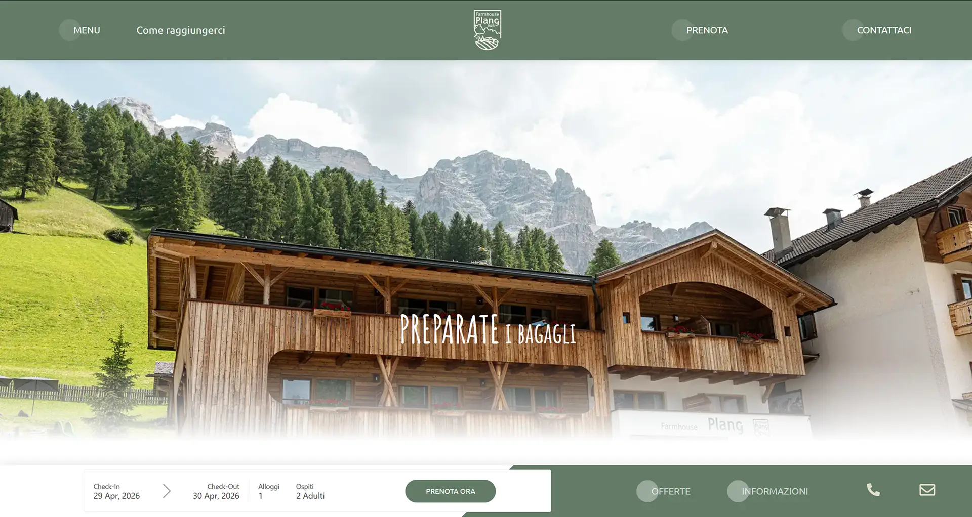 sito web agriturismo homepage